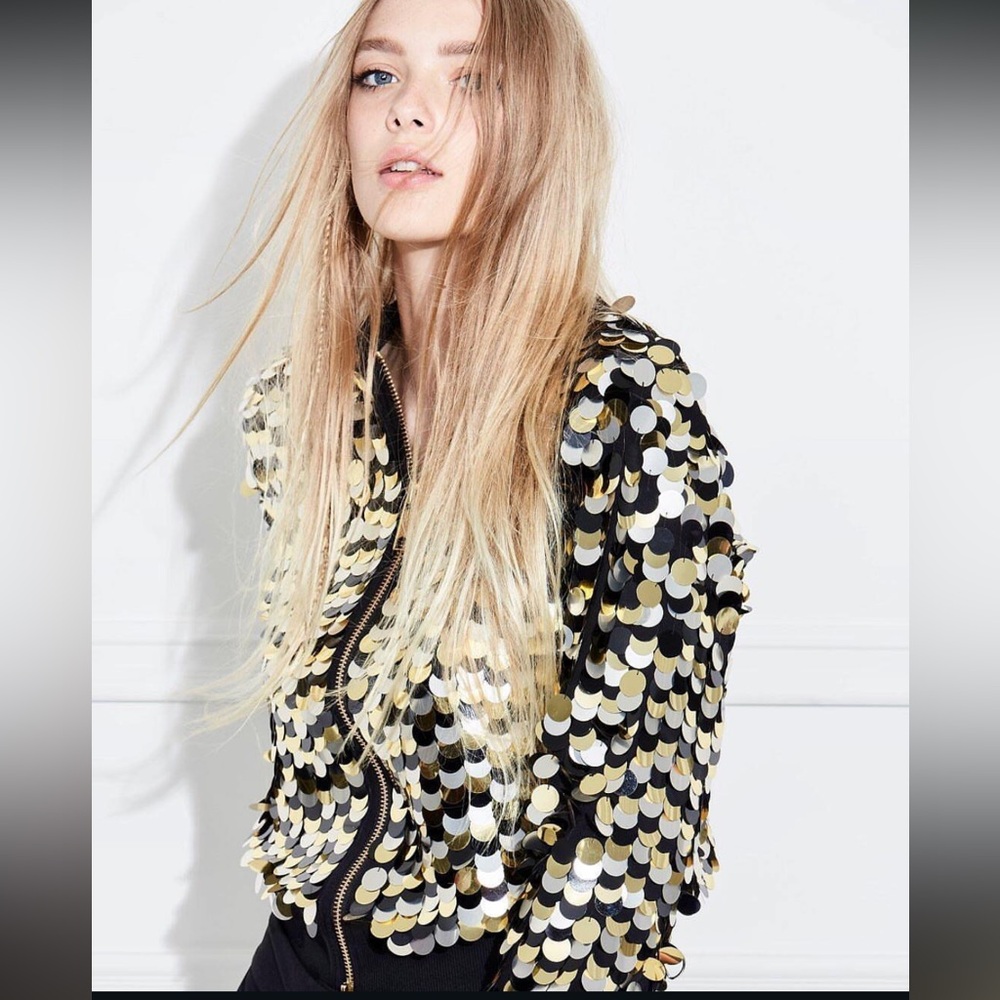 Rachel Zoe Emilia Pailette Sequined Bomber Jacket